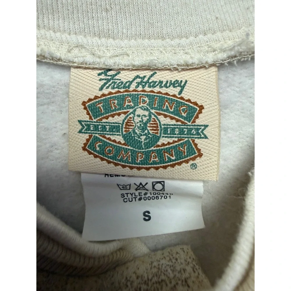 Fred Harvey Trading Company Southwestern Feather Graphic Button Sweatshirt S USA